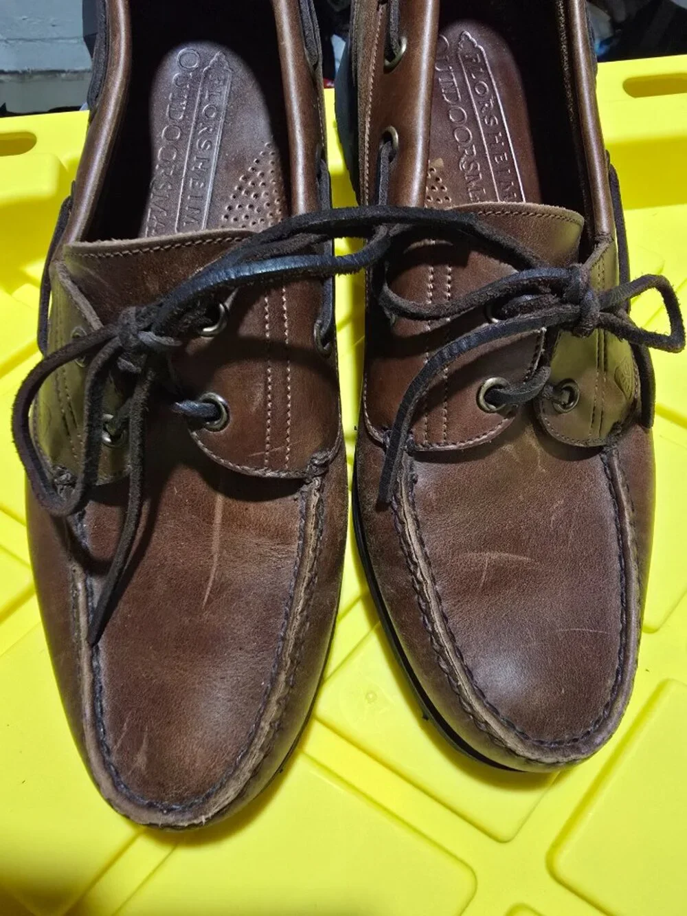 Vintage Florsheim Outdoorsman Men's Brown Leather Moc Toe Boat Shoes - Size 11 D